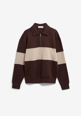 Striped Troyer Sweatshirt Claystone Sand Stone | ARMEDANGELS