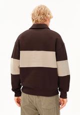 Striped Troyer Sweatshirt Claystone Sand Stone | ARMEDANGELS