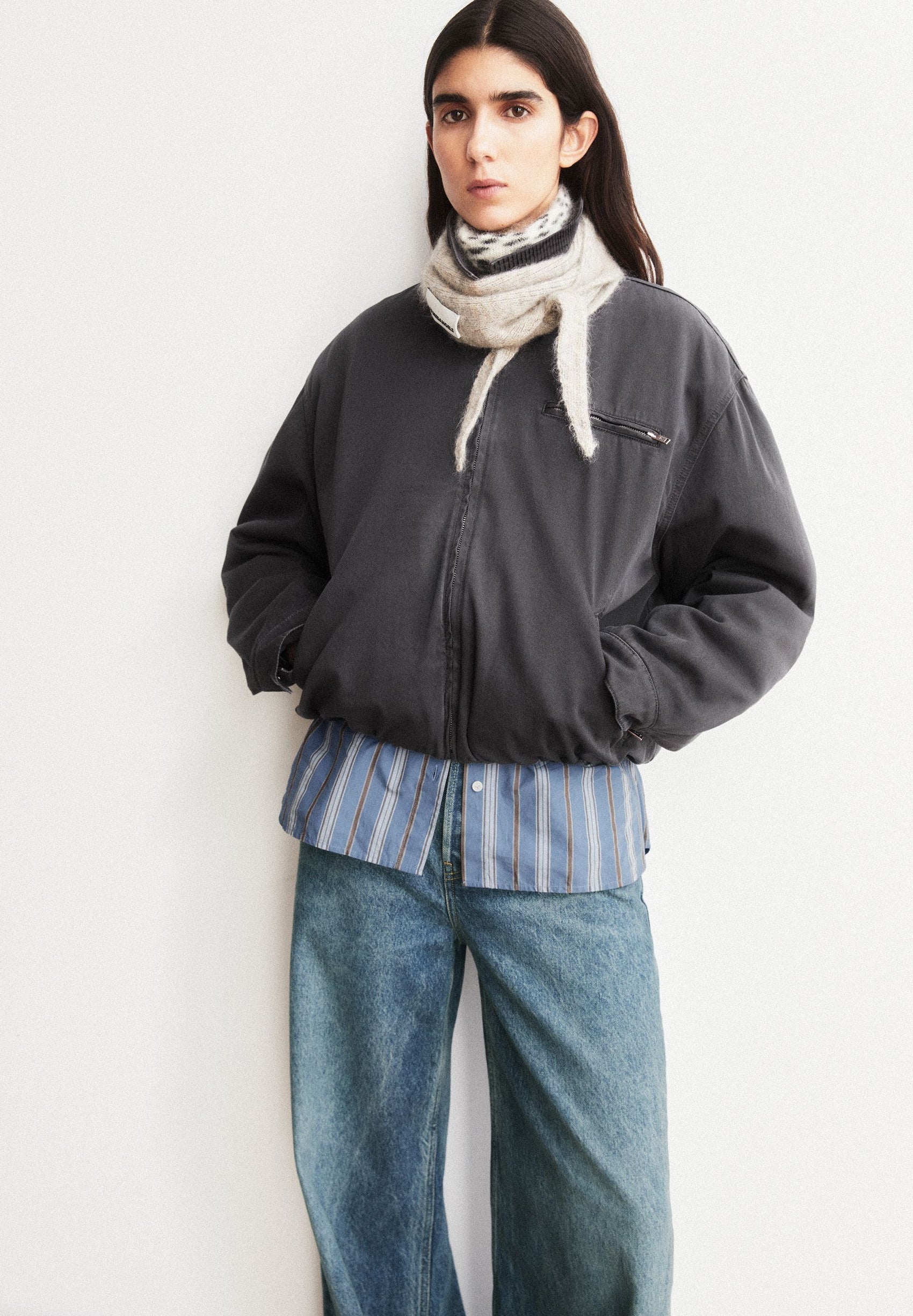 Padded Cotton Iconic A Jacket Dark Steel | ARMEDANGELS