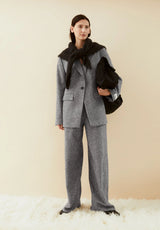 Tweed Barrel Trousers Mid Grey Melange Oatmlik | ARMEDANGELS