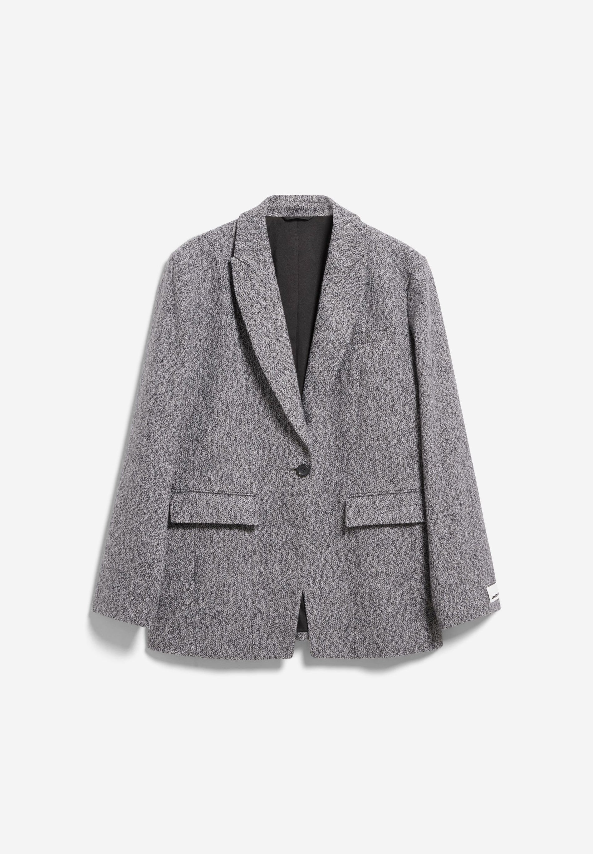 Tweed Oversized Blazer Mid Grey Melange Oatmilk | ARMEDANGELS