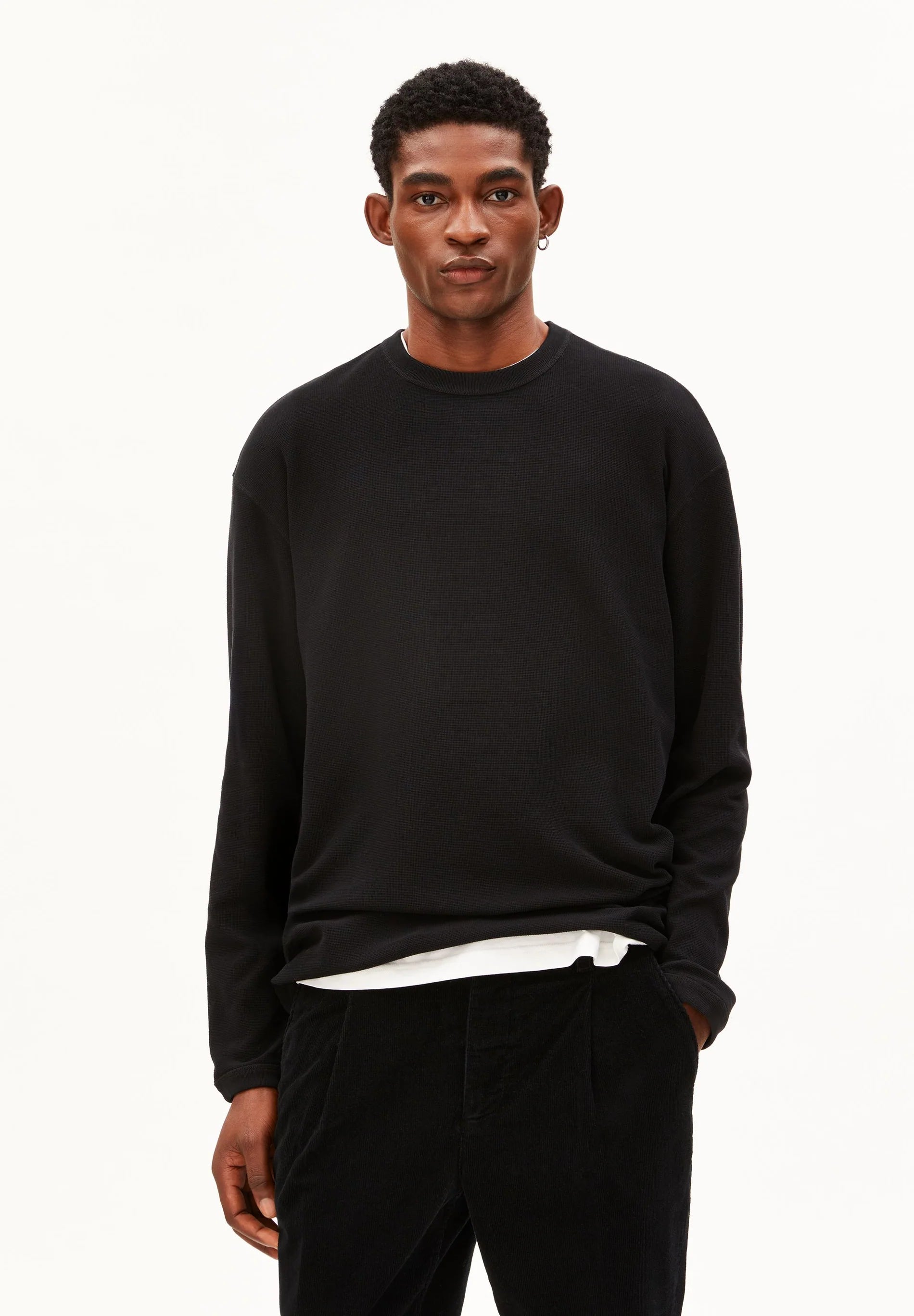 Maarkos Waffle Longsleeve Black | ARMEDANGELS