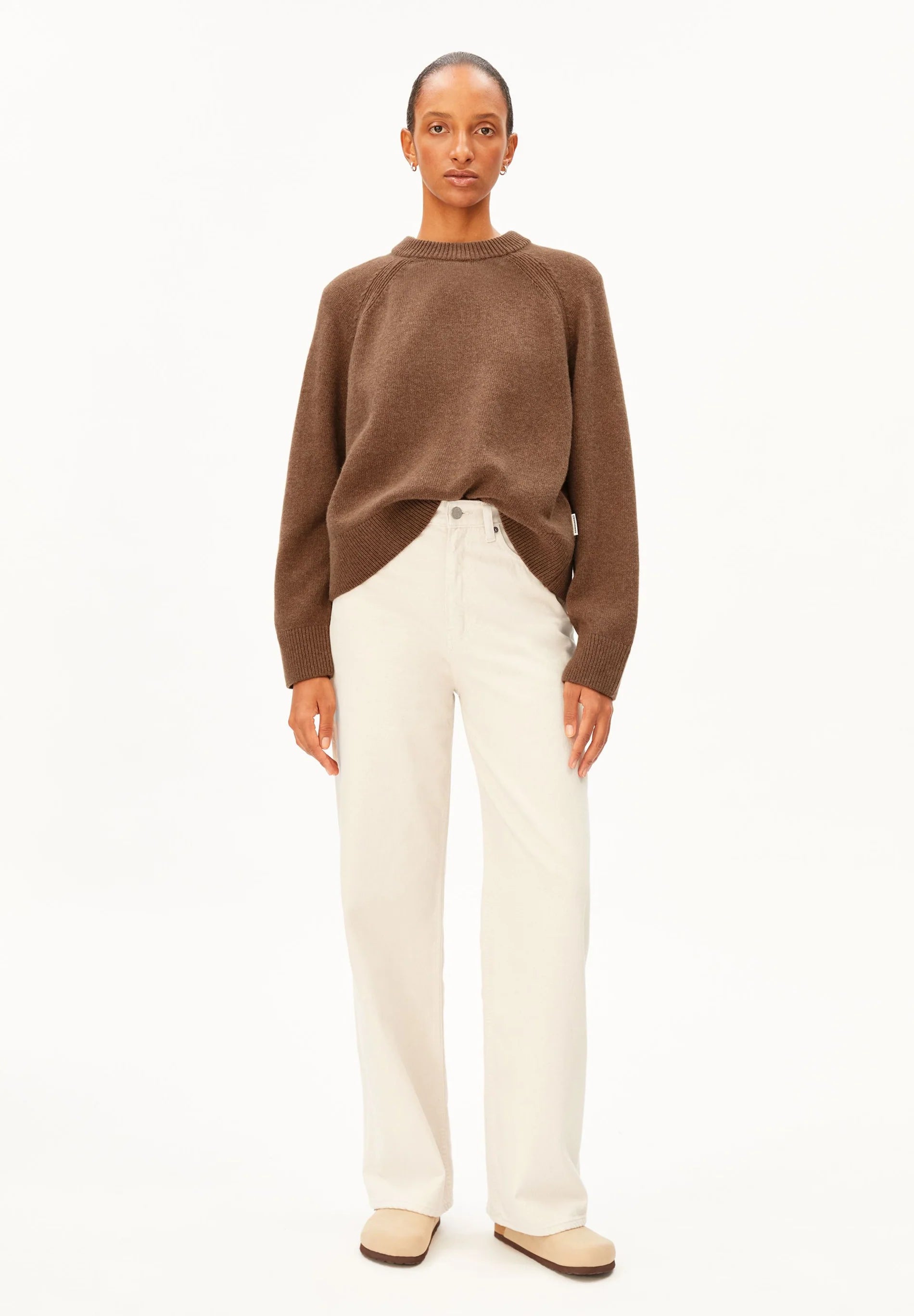 Wool Knit Sweater Claystone Melange | ARMEDANGELS