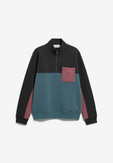 Waarlo Colorblock Troyer Black Petrol Velvet | ARMEDANGELS
