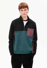 Waarlo Colorblock Troyer Black Petrol Velvet | ARMEDANGELS