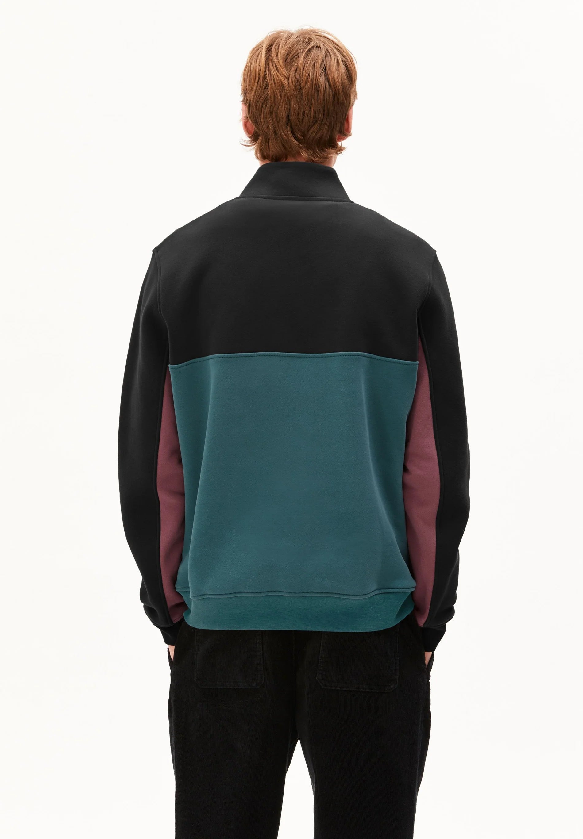 Waarlo Colorblock Troyer Black Petrol Velvet | ARMEDANGELS