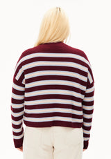 Merinaa Striped Knit Sweater Velvet-Red Soft-Blue Oatmilk | ARMEDANGELS