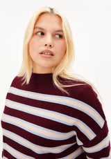 Merinaa Striped Knit Sweater Velvet-Red Soft-Blue Oatmilk | ARMEDANGELS