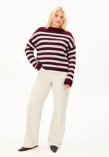 Merinaa Striped Knit Sweater Velvet-Red Soft-Blue Oatmilk | ARMEDANGELS