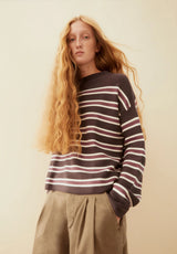 Merinaa Striped Knit Sweater Claystone Velvet Ember | ARMEDANGELS