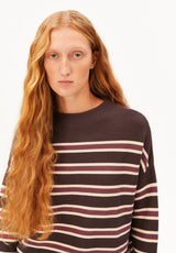Merinaa Striped Knit Sweater Claystone Velvet Ember | ARMEDANGELS