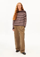Merinaa Striped Knit Sweater Claystone Velvet Ember | ARMEDANGELS