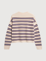 Merinaa Striped Knit Sweater Oatmilk Velvet-Red Soft-Blue | ARMEDANGELS