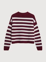 Merinaa Striped Knit Sweater Velvet-Red Soft-Blue Oatmilk | ARMEDANGELS