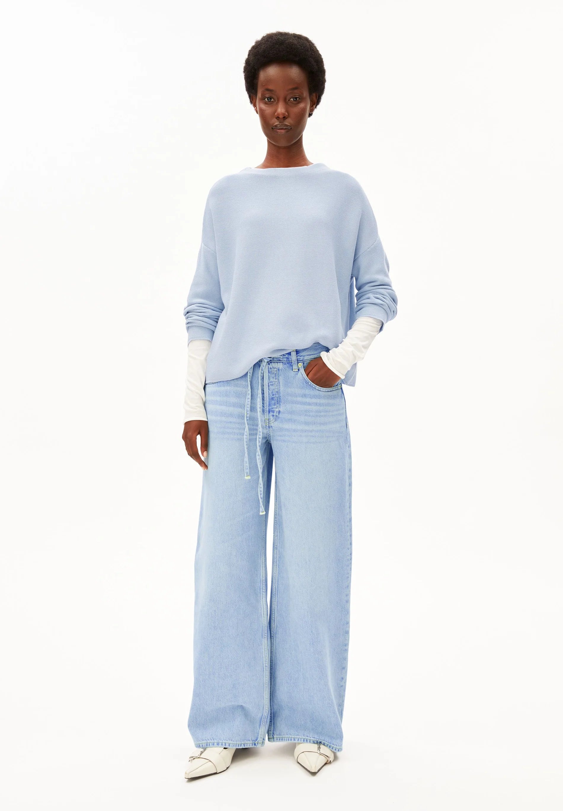Merinaa Links Links Sweater Mistblue | ARMEDANGELS
