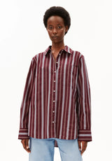 Stripe Wide Blouse Velvet red Amberwood | ARMEDANGELS