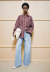 Stripe Wide Blouse Velvet red Amberwood | ARMEDANGELS
