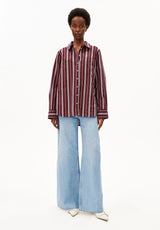 Stripe Wide Blouse Velvet red Amberwood | ARMEDANGELS