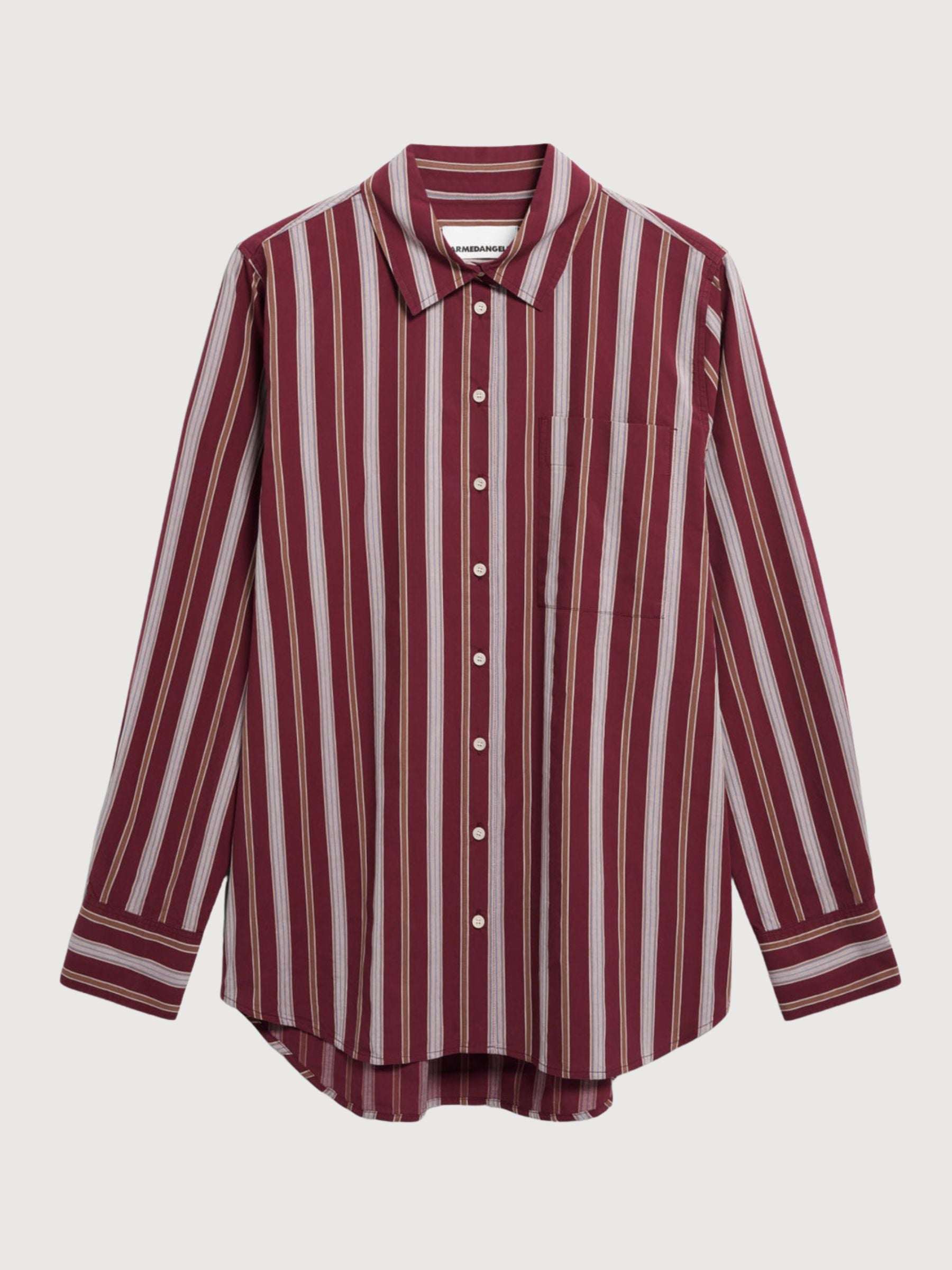 Stripe Wide Blouse Velvet red Amberwood | ARMEDANGELS