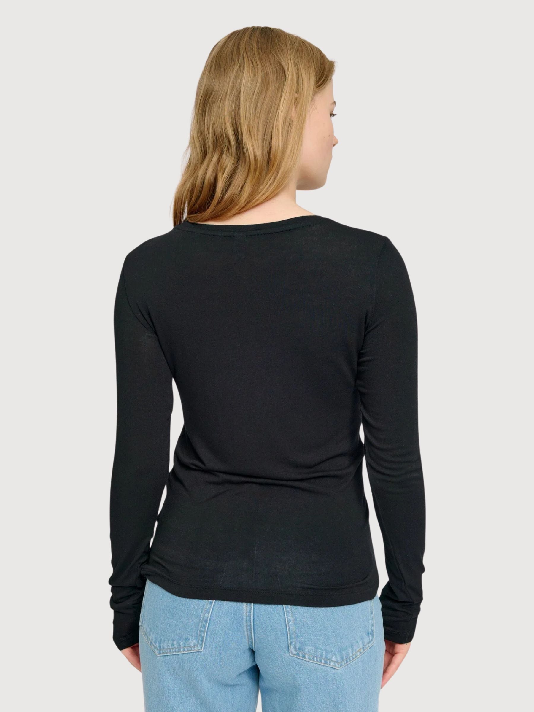Maglia donna manica lunga trasparente nera in viscosa | Mazine