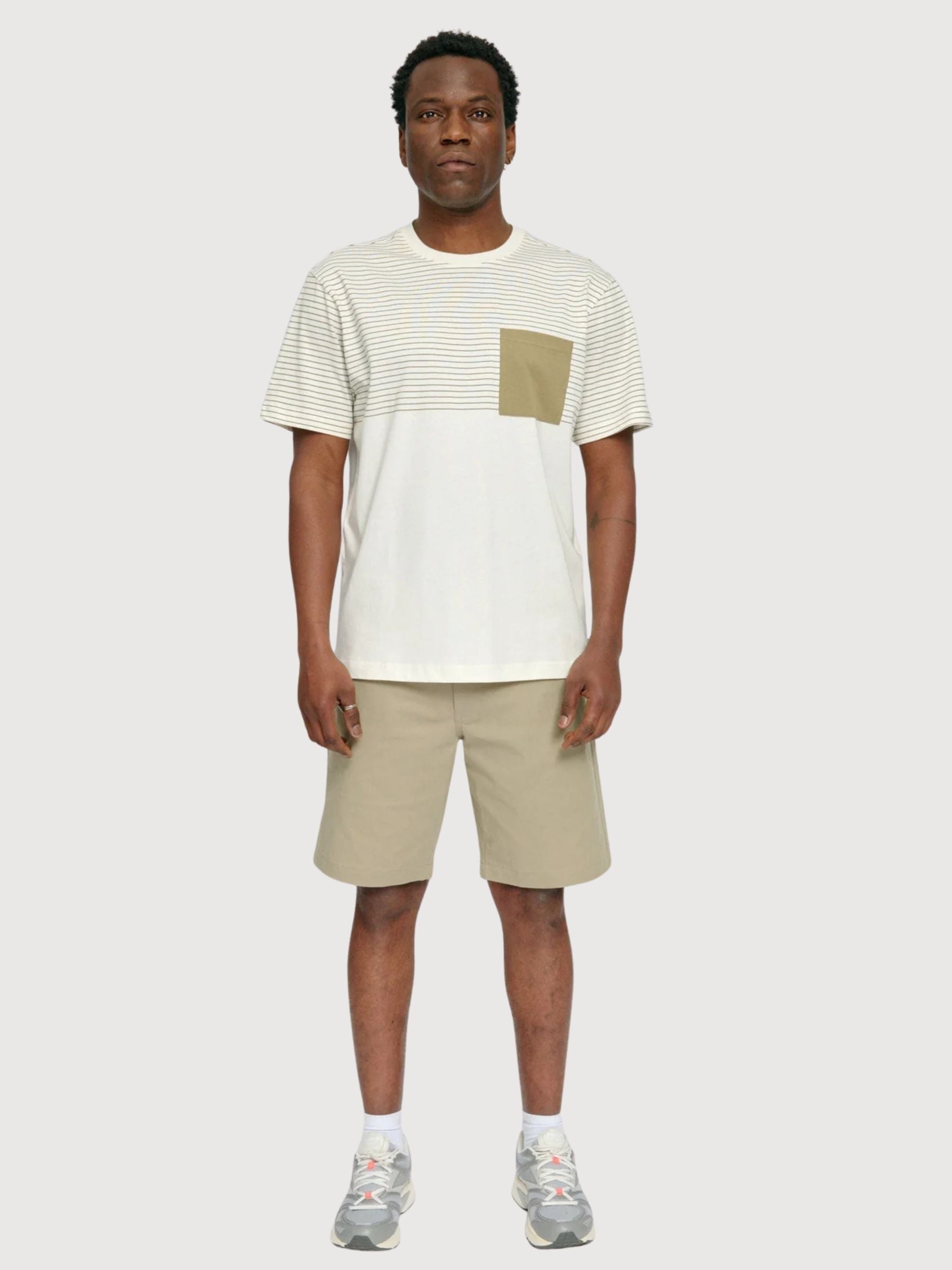 T-Shirt Halfway Striped Man Olive/Bottle | Mazine