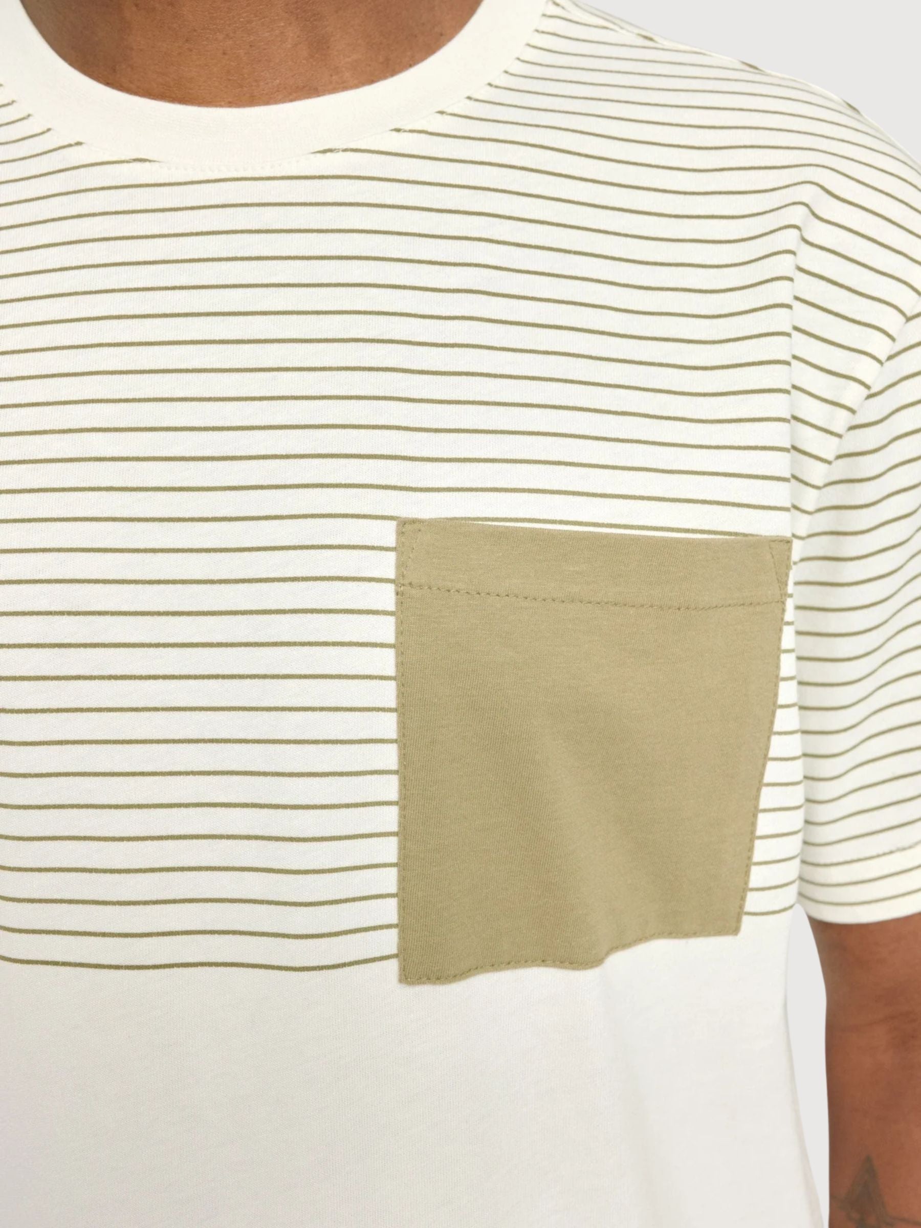 T-Shirt Halfway Striped Man Olive/Bottle | Mazine