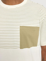T-Shirt Halfway Striped Man Olive/Bottle | Mazine