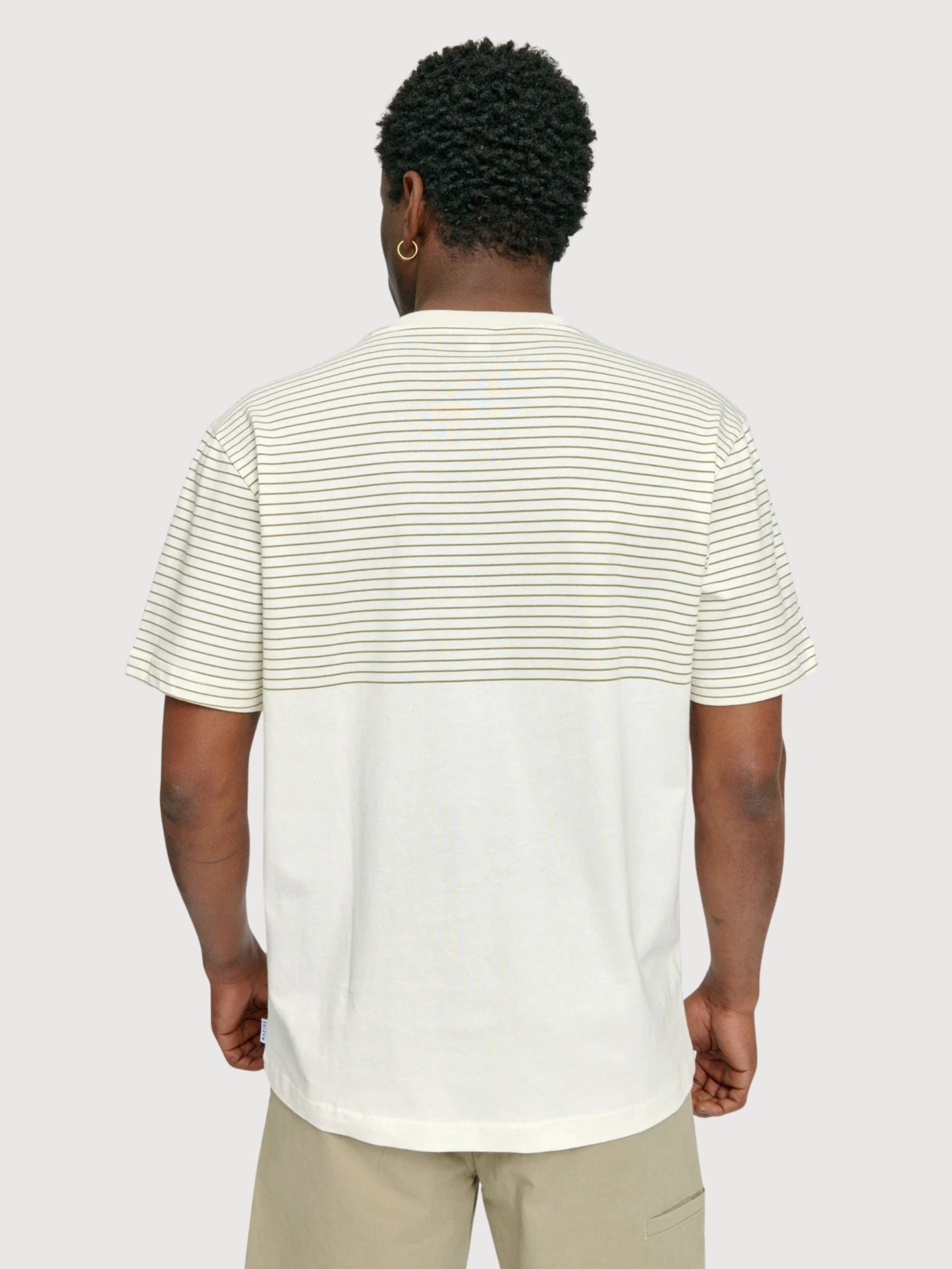 T-Shirt Halfway Striped Man Olive/Bottle | Mazine