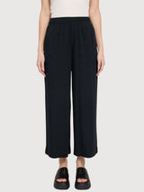 Wide Leg Viscose Pants Woman Black