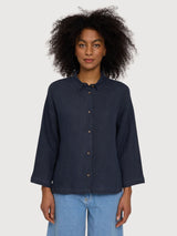 Camicia 3/4 Manica Lino Donna Blu Inchiostro | Mazine