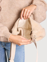 Half-moon bag Andrea Fur Beige | Hindbag