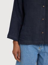 Camicia 3/4 Manica Lino Donna Blu Inchiostro | Mazine