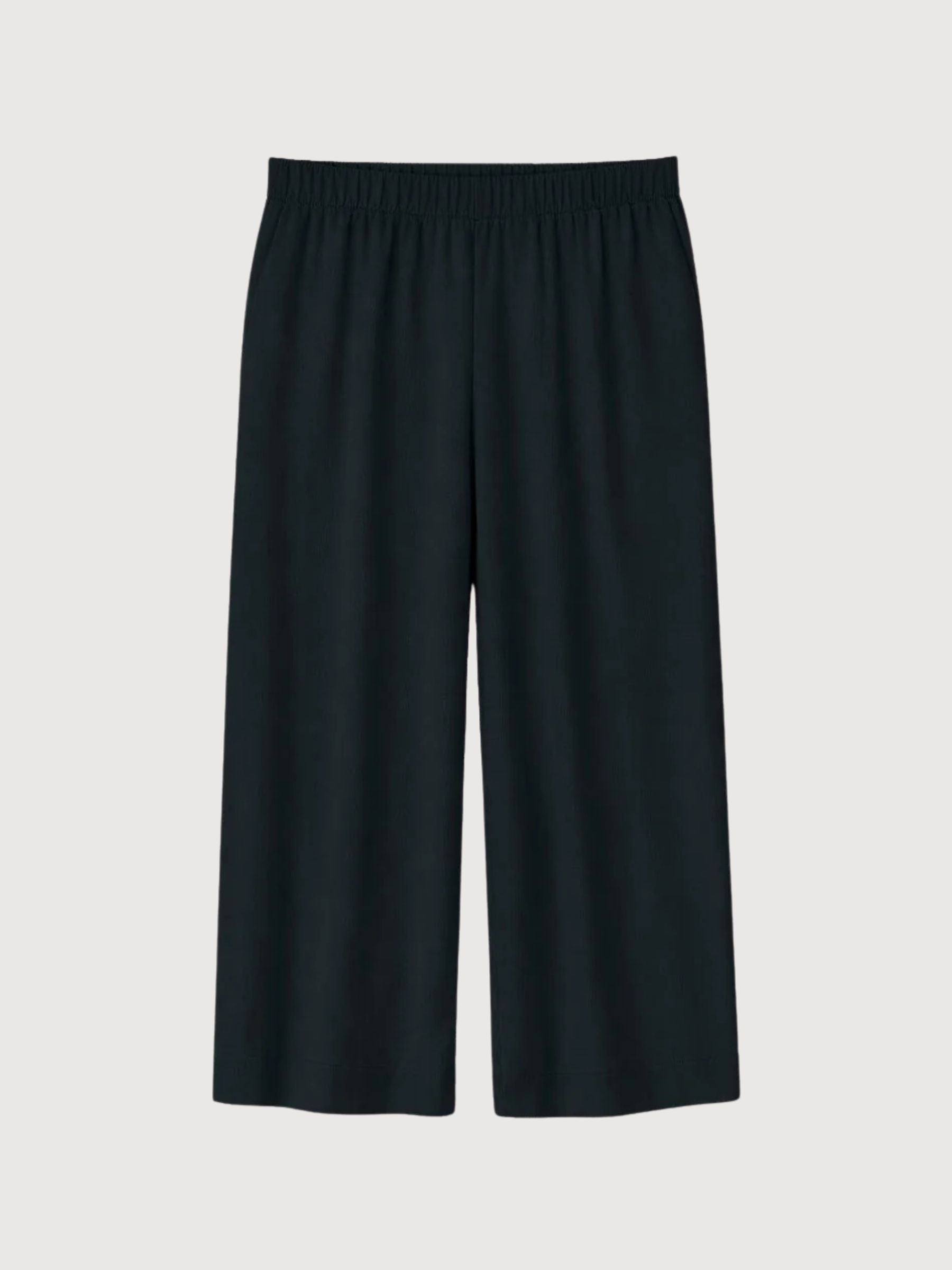 Pantaloni da donna a gamba larga in viscosa neri | MAZINE