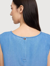 Top Tencel Donna Blu Scuro Lavato Lyocell | Mazine