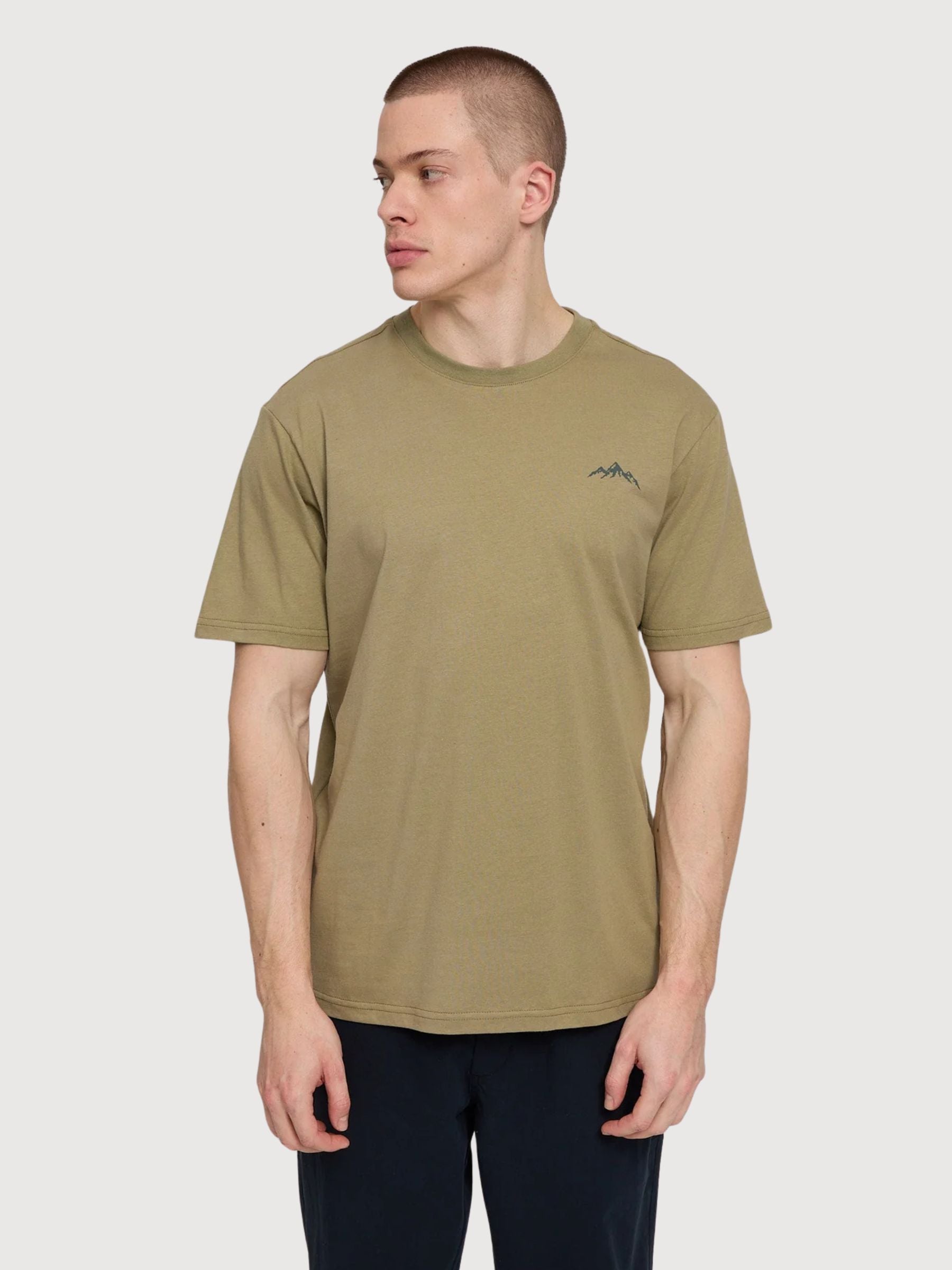 T-Shirt Stampa sul Petto Uomo Oliva | Mazine