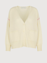 Cardigan a Contrasto Cuciture Bianco Sporco | ANOTHER BRAND