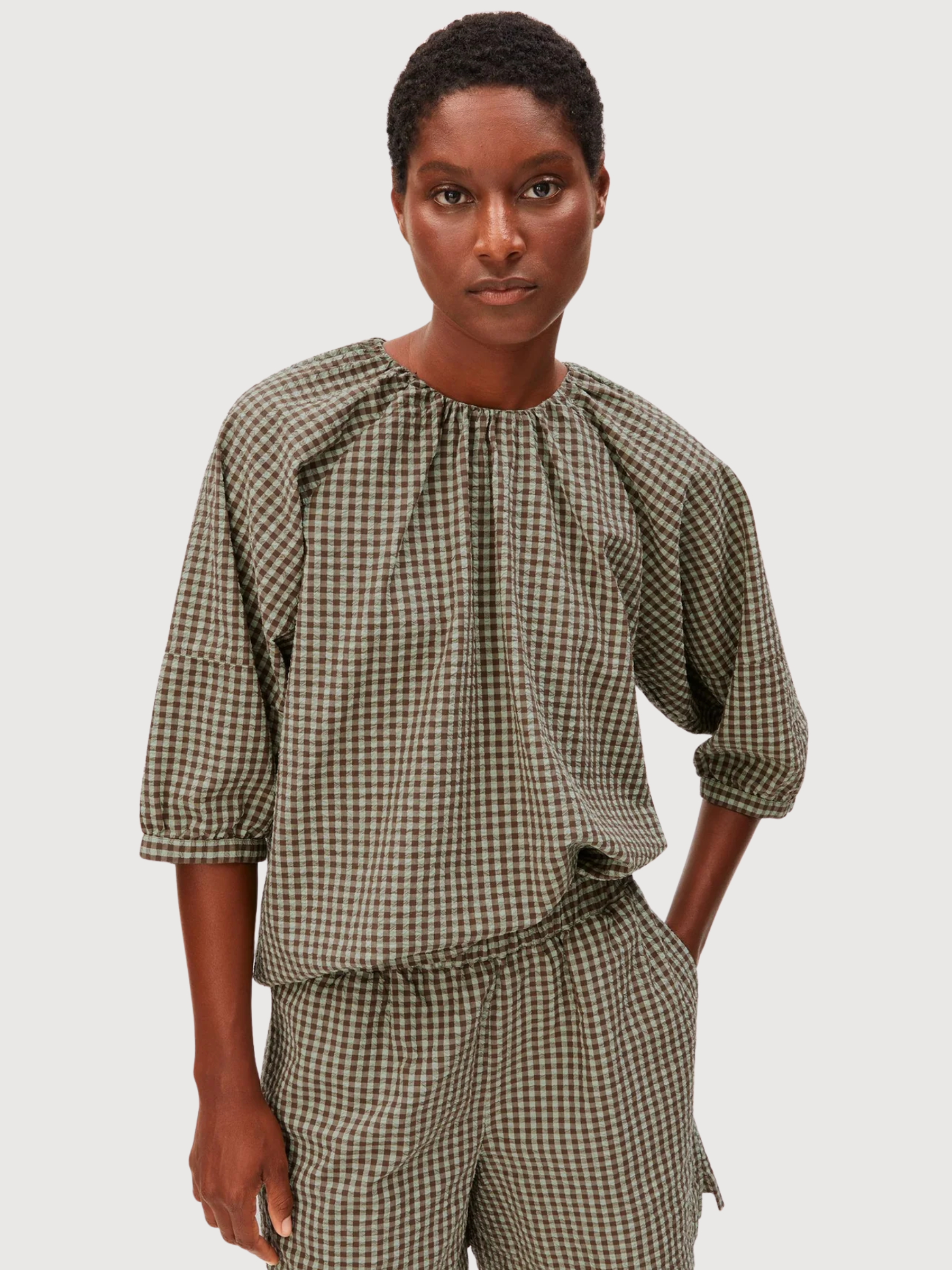 Blouse Vichy Dried Palm | Almedangels