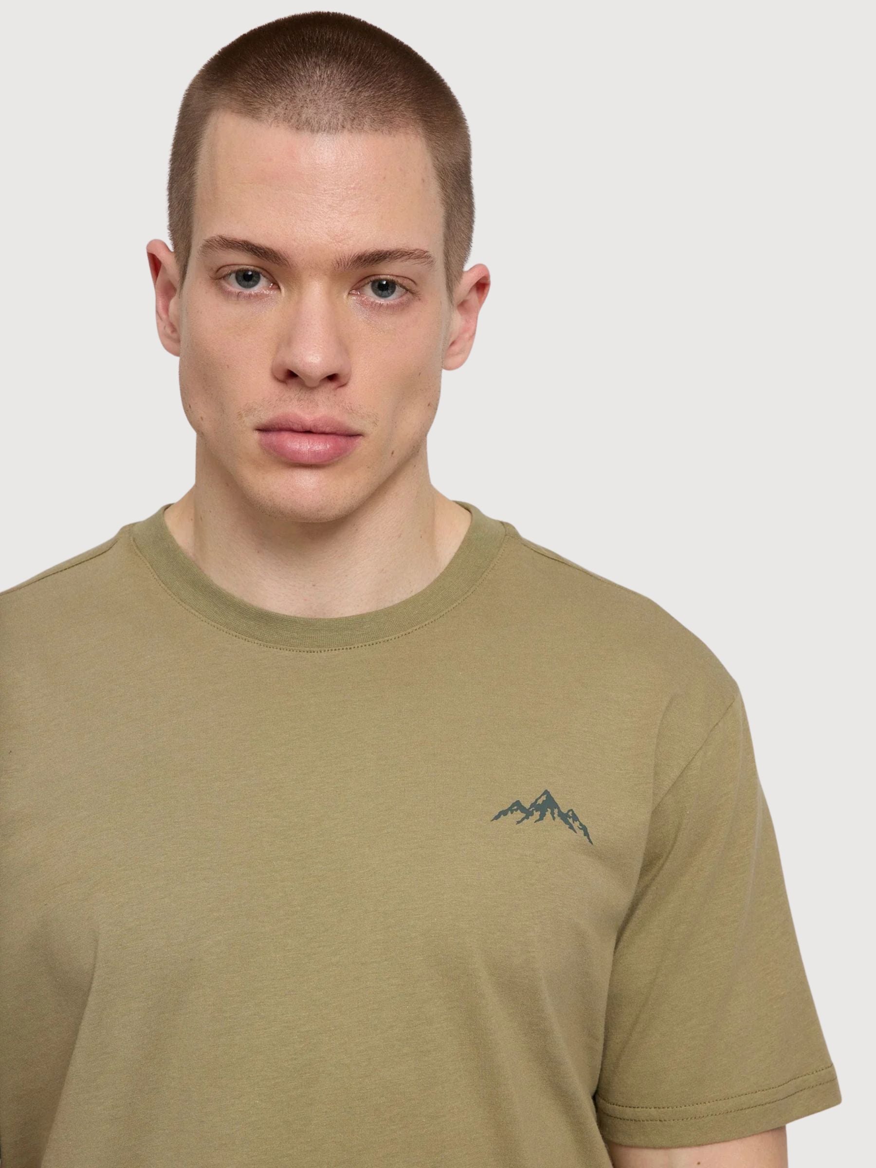 T-Shirt Stampa sul Petto Uomo Oliva | Mazine