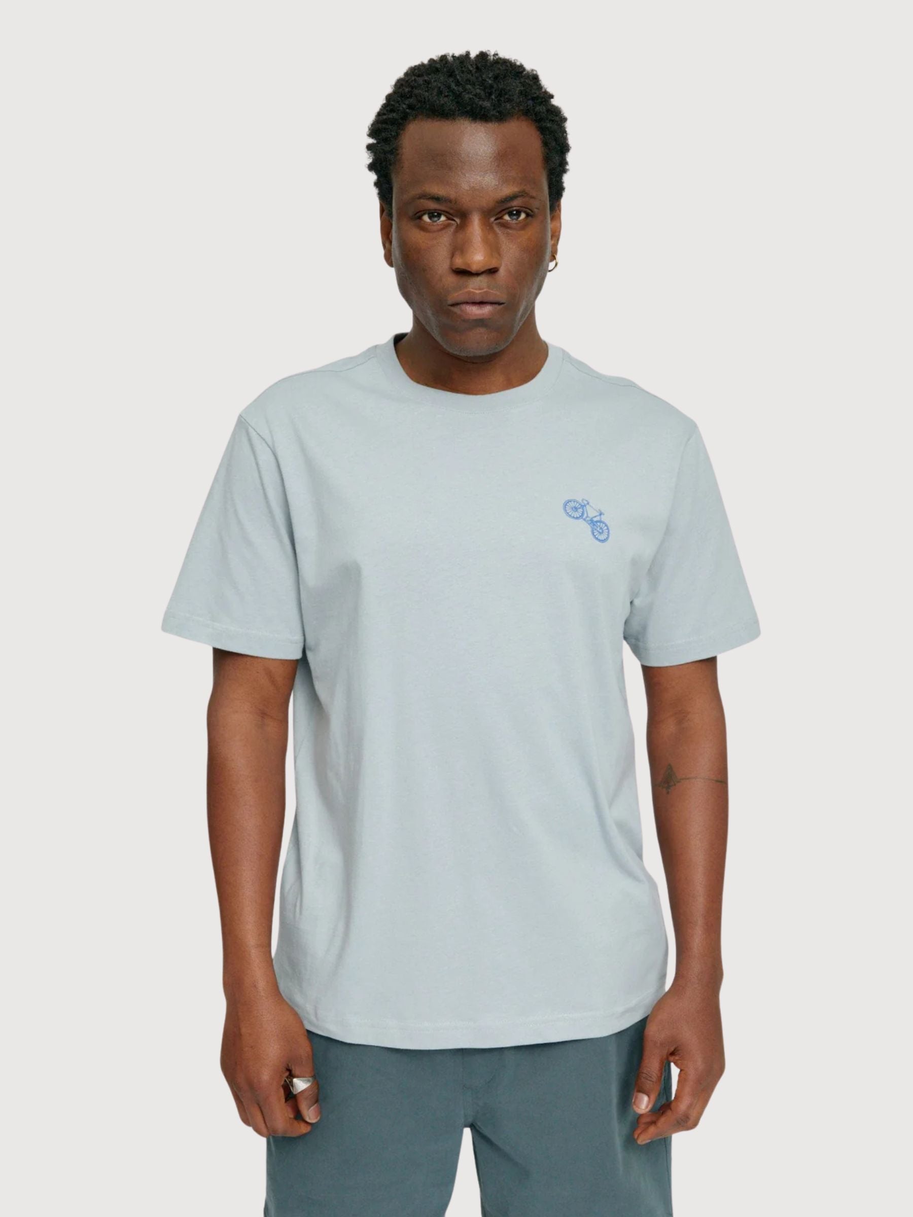 T-Shirt Stampa sul Petto Uomo Blu Ghiaccio | Mazine