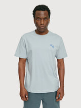 T-Shirt Stampa sul Petto Uomo Blu Ghiaccio | Mazine