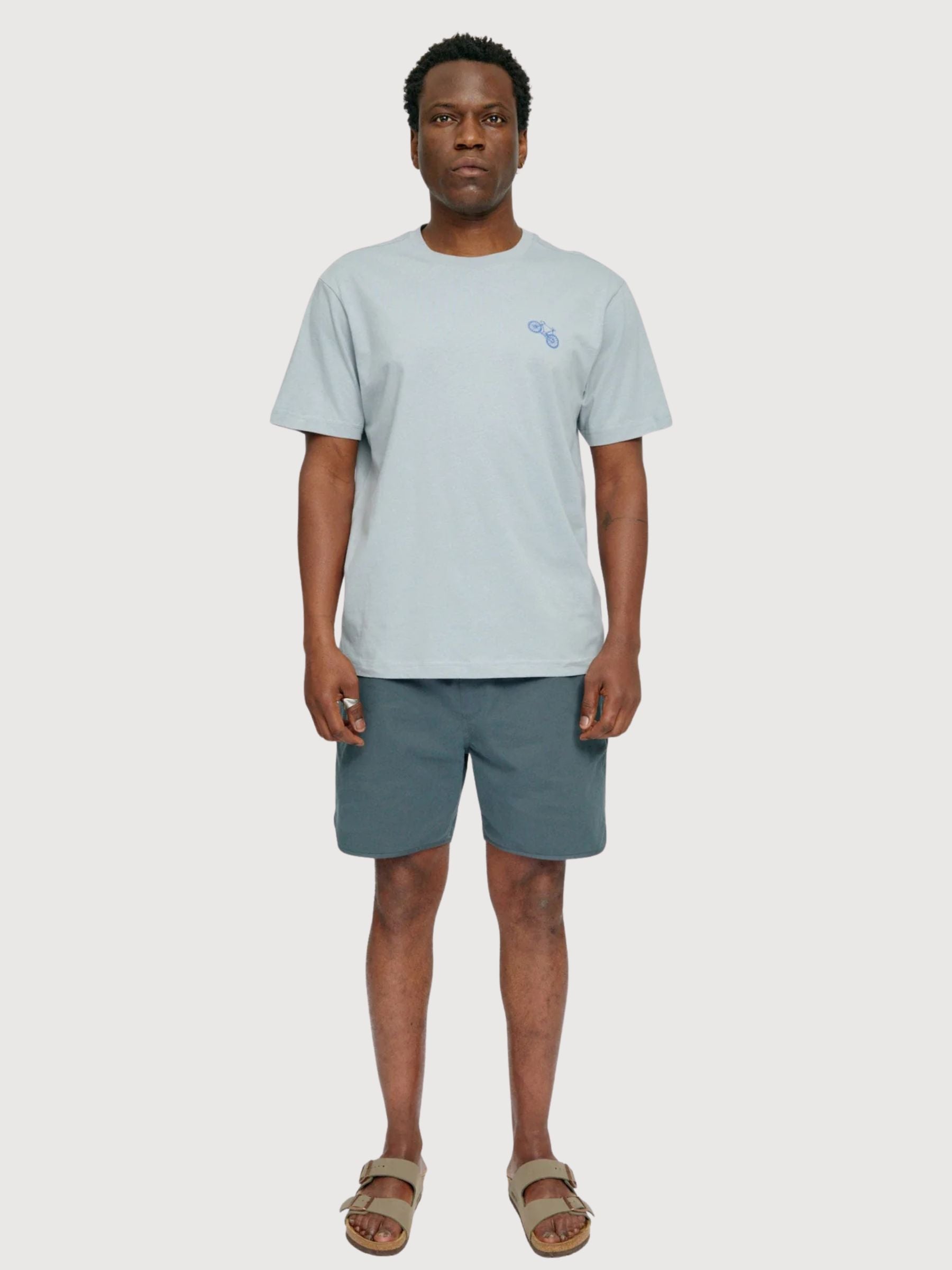T-Shirt Stampa sul Petto Uomo Blu Ghiaccio | Mazine