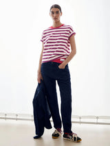 T-Shirt Idaara Stripes Mars Red | Armedangels