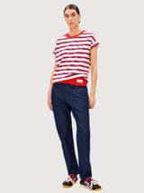 T-Shirt Idaara Stripes Mars Red | Armedangels