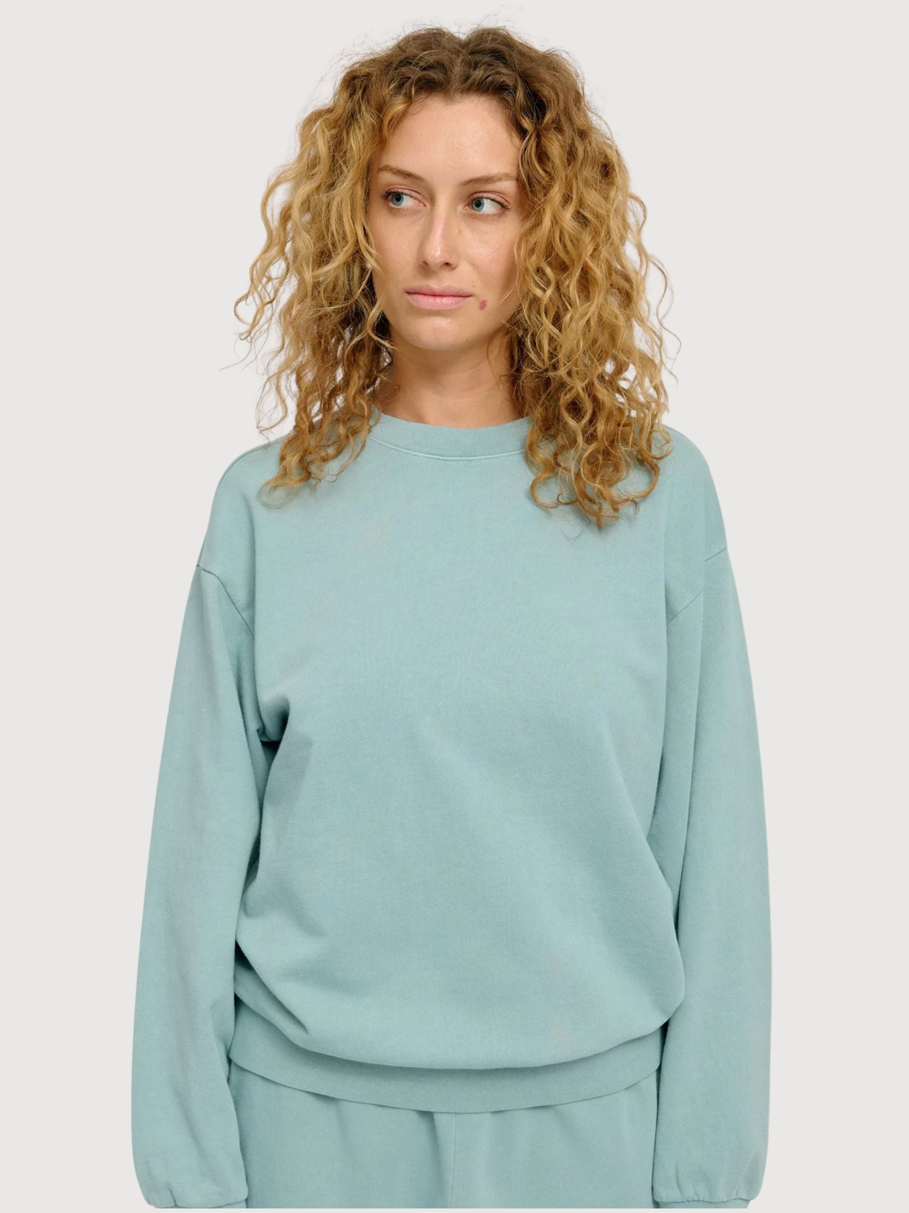 Sweatshirt Genderless Natural Dye Turquise| Mazine