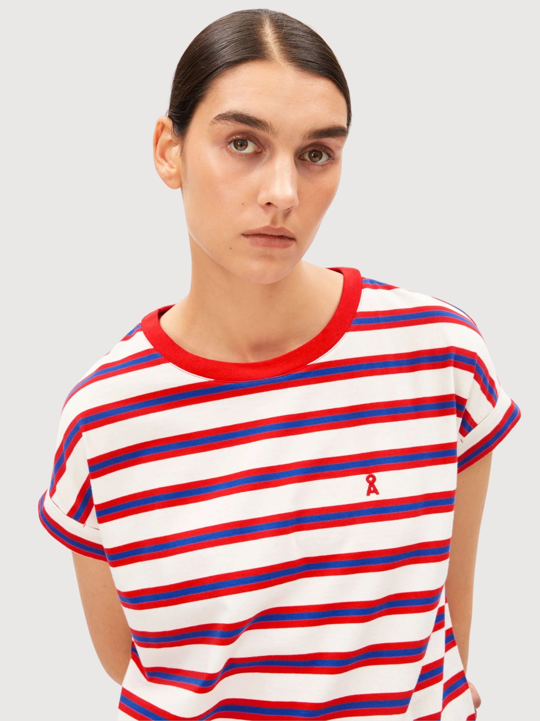 T-Shirt Idaara Stripes Mars Red | Armedangels