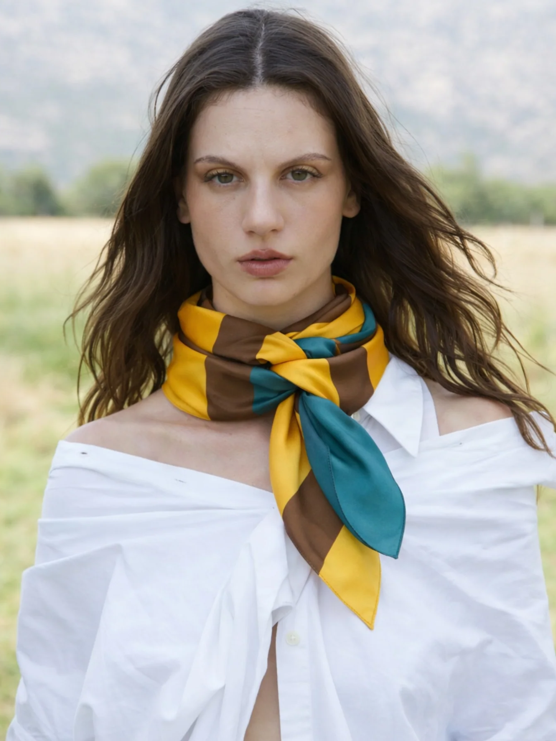 Scarf Doubleside Brown/Yellow/Blue | Verb To Do