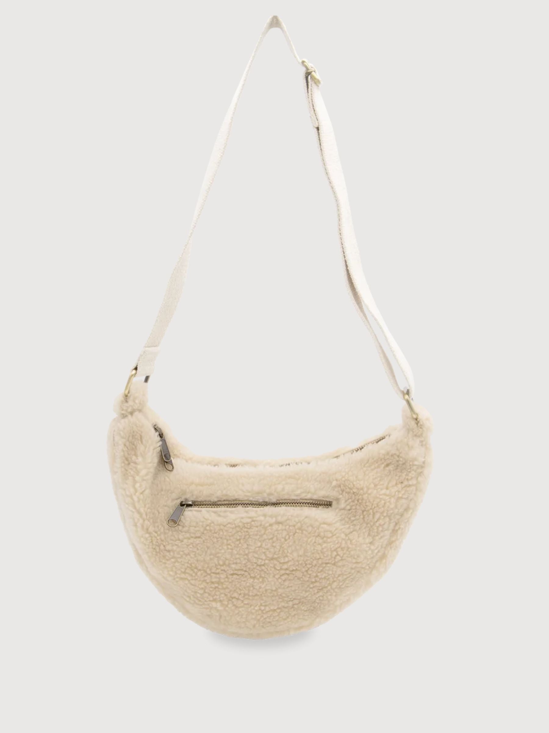 Half-moon bag Andrea Fur Beige | Hindbag