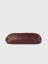 Pencil Case Small - Dark Cherry Croco Print Leather | O my bag