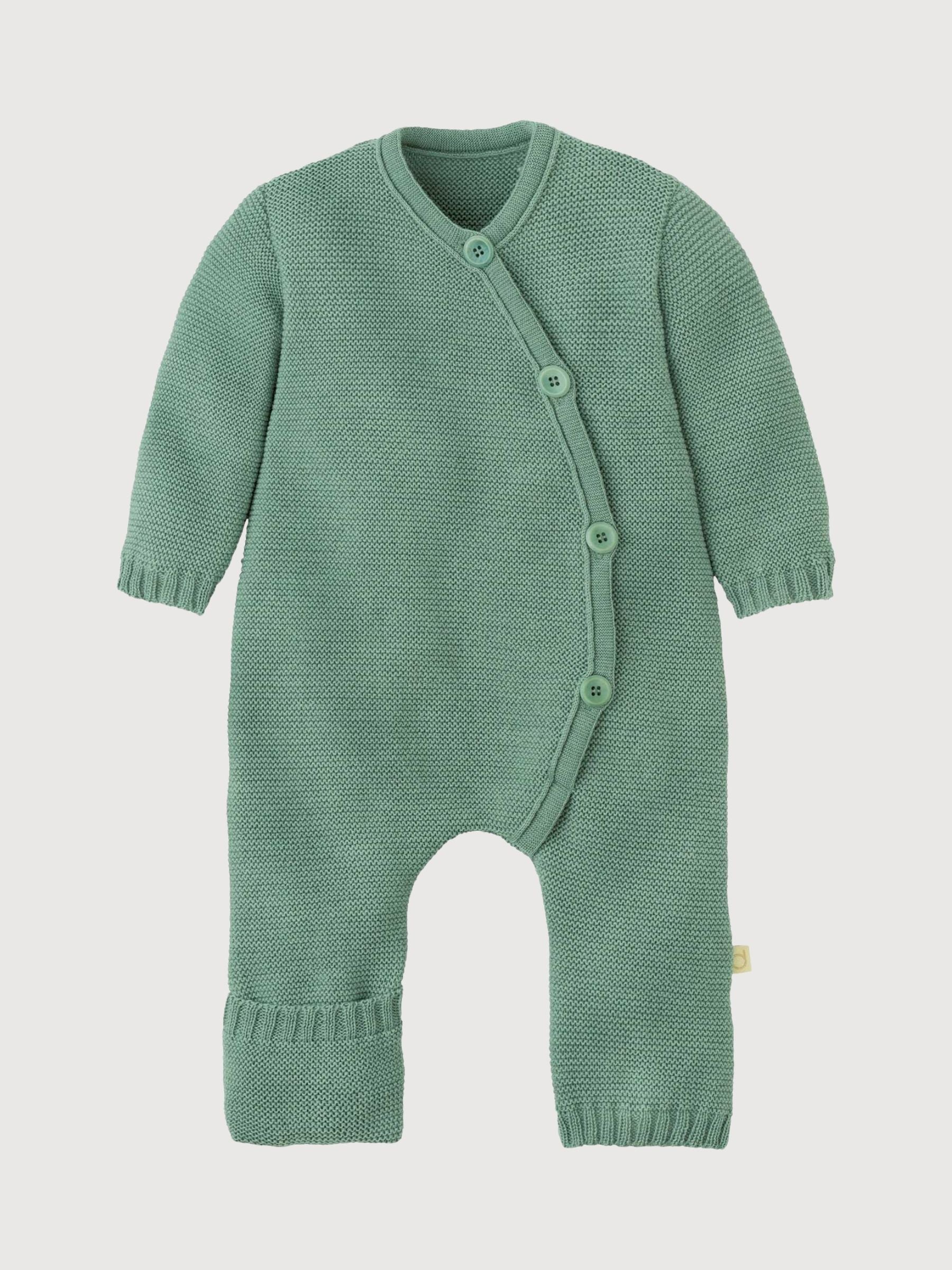 Grüner Strickoverall aus Babywolle | Disana
