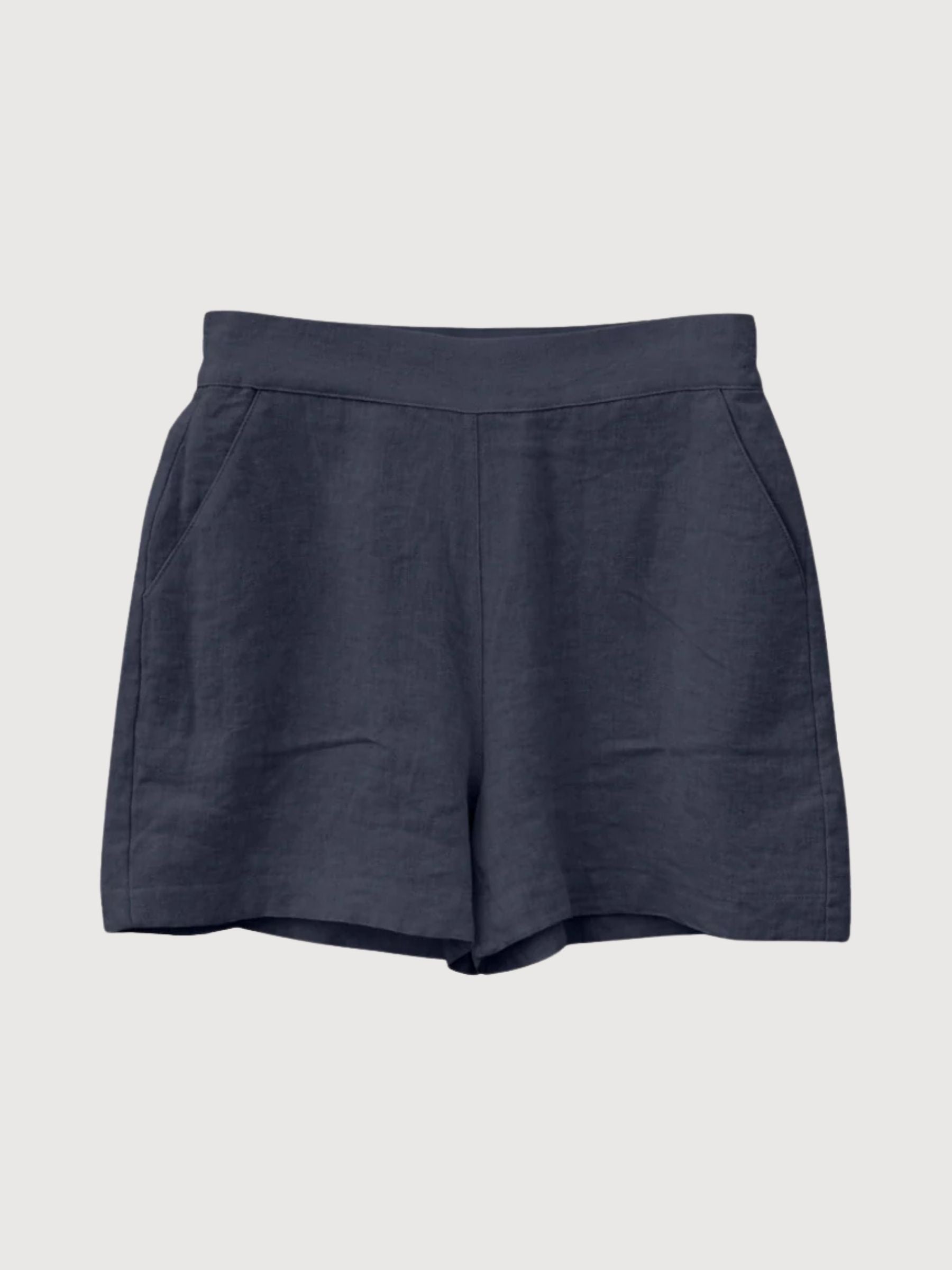 Pantaloncini da donna in lino blu inchiostro | Mazine